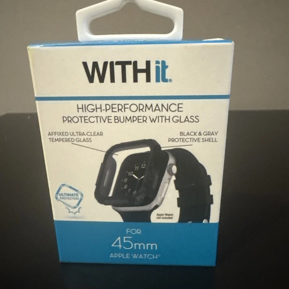 NEW WITHit Dual Layer Full Protection Cover Bumper w/ Glass for 45MM Apple Watch